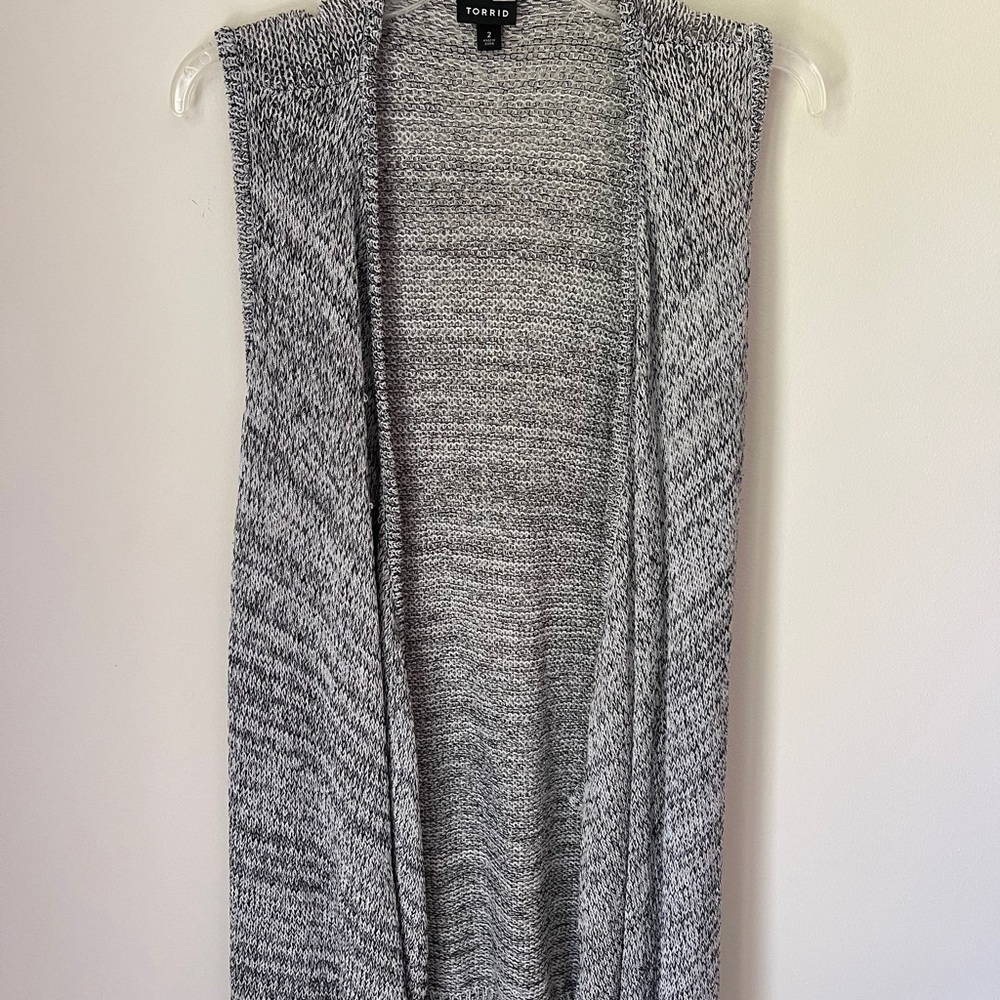 Grey and white torrid long flowing vest